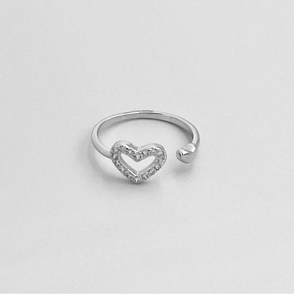 Sterling Silver Delicate CZ Heart Toe Ring, Silver Rings, Love Hearts Jewelry - Picture 4 of 13